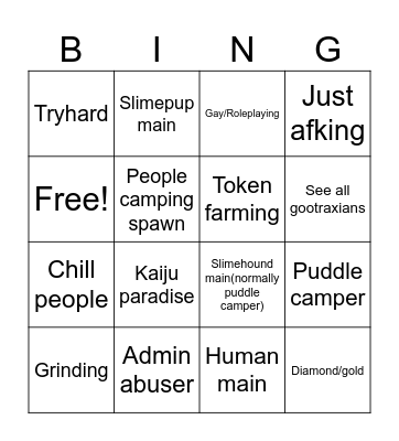 Kaiju paradise people Bingo Card