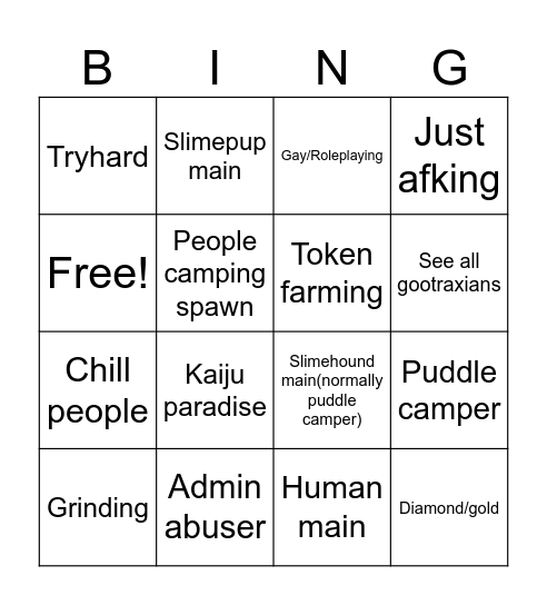 Kaiju paradise people Bingo Card