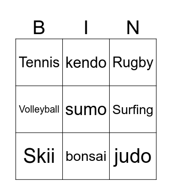 Hobbies Bingo Card