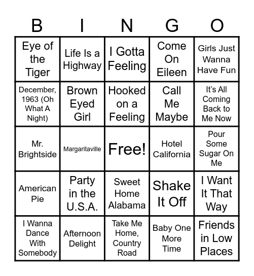 Sing with Me Bingo Card