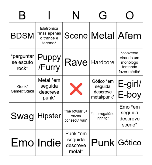 Bingo Normies me rotulando Bingo Card