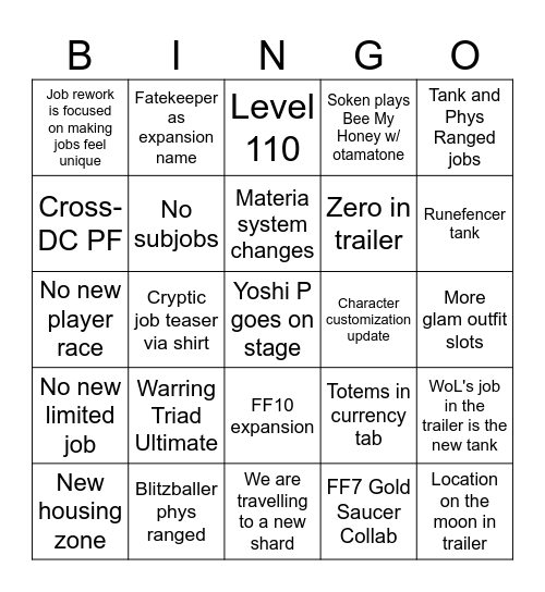 Fanfest (NA/EU/JP) Bingo Card