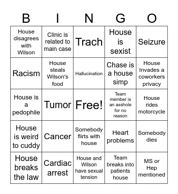 House bingo Card