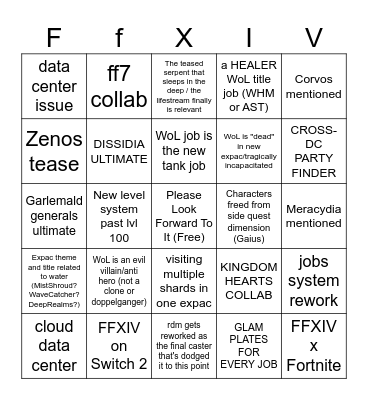 Final Fantasy XIV Fan Fest 2026 Bingo Card