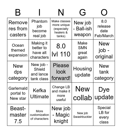 FFXIV NA Fan Fest 2026 Bingo Card