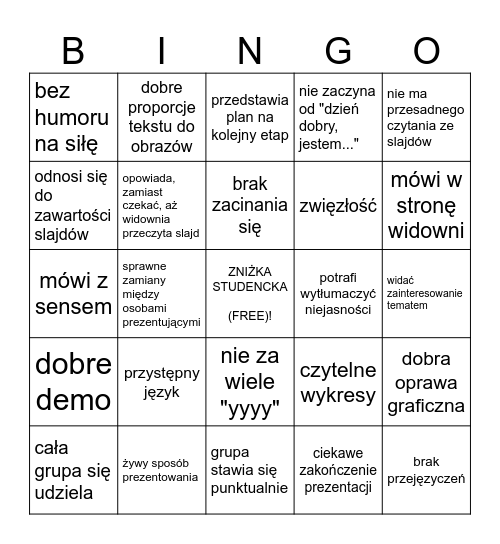 PREZENTACJA BINGO Card