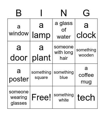 I Spy! Bingo Card