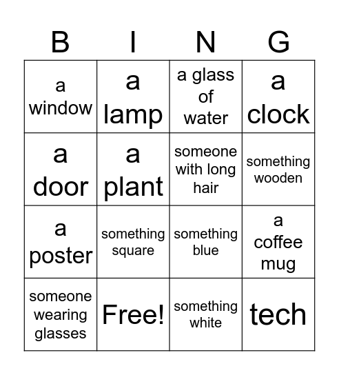 I Spy! Bingo Card