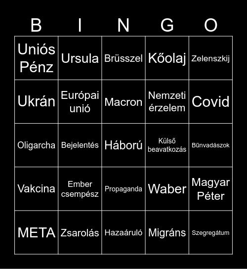 Toroczkai Laci Bingo Card