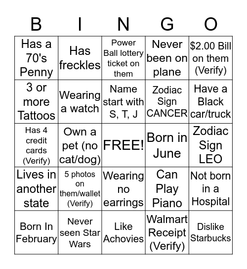 2013 Devine Iverson Family Reunion Bingo Card