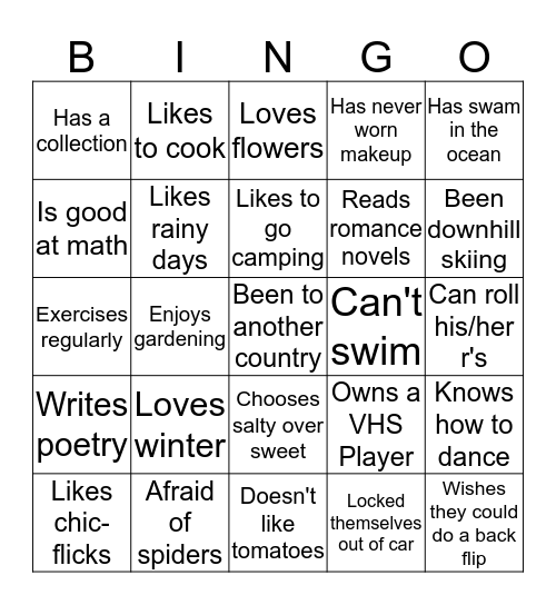 Family Trivia Bingo Card
