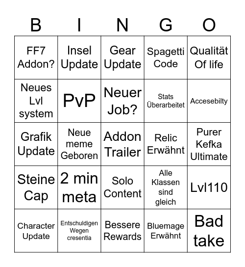 Fan Fest Bingo Card