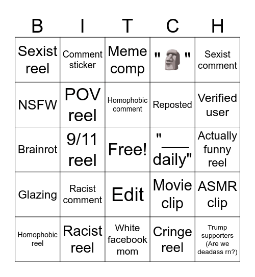 Instagram Reels Bingo Card