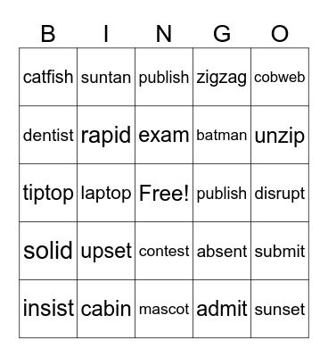 Phonics Bingo Card