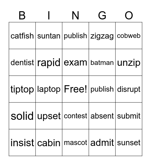 Phonics Bingo Card