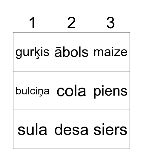 veikals Bingo Card