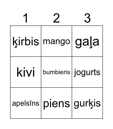 veikals Bingo Card