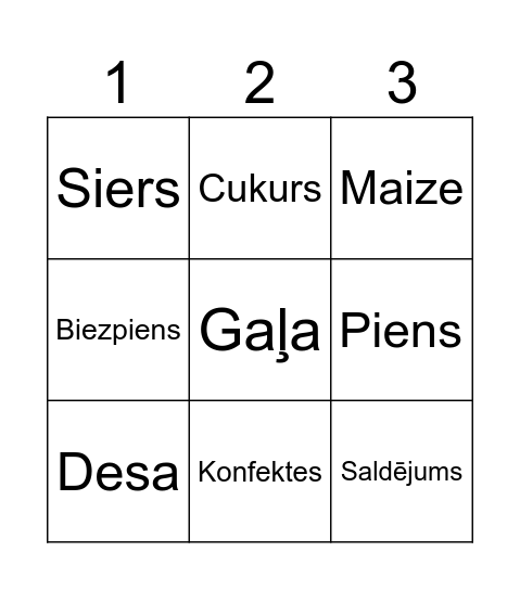 Veikals Bingo Card