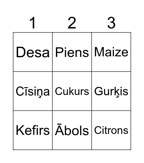 Veikals Bingo Card
