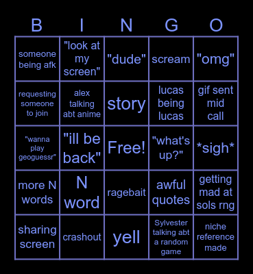 discord call bingo Card