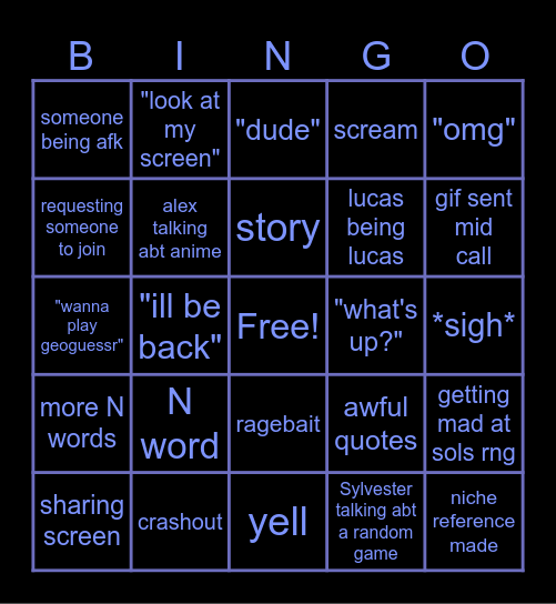 discord call bingo Card