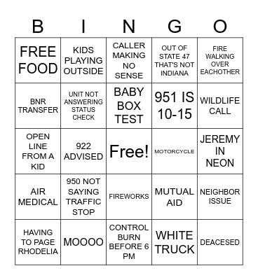 DISPATCHER Bingo Card