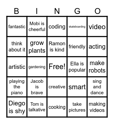 Boost Up 3: Unit 3: Describing Friends Bingo Card