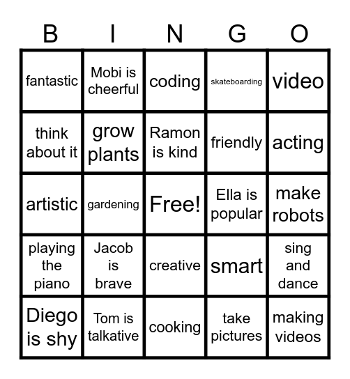 Boost Up 3: Unit 3: Describing Friends Bingo Card