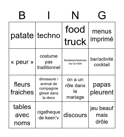 mariage pierre et cassio Bingo Card