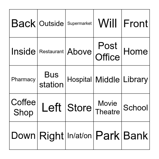 Place review Bingo Card