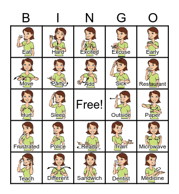 Sign Language Bingo Card