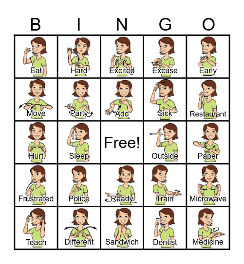 Sign Language Bingo Card