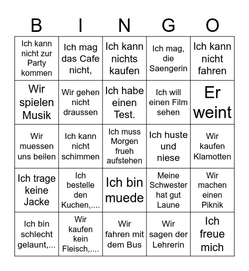 Warum tust du das?  1 Bingo Card