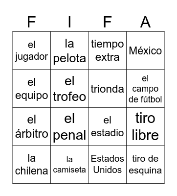 FIFA 2026 Bingo Card