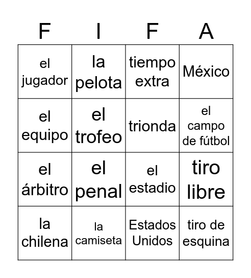 FIFA 2026 Bingo Card