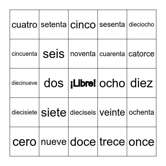 Números 0-100 Bingo Card