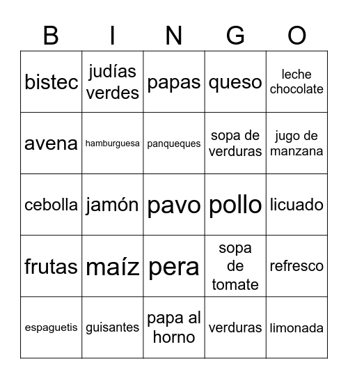 Food & Beverage Bingo Card