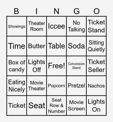 Lets go the Movies Bingo Card