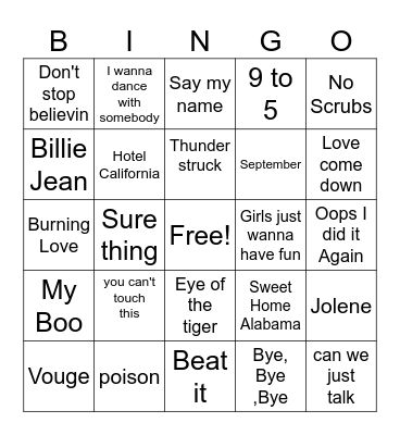DAR'S Beats and Bingo Card