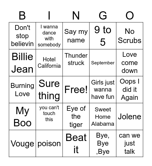 DAR'S Beats and Bingo Card