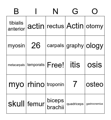 AHP-Medical Terminology 2 Bingo Card
