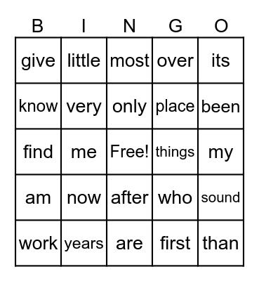Spelling Words - Weeks 9/10/11 Bingo Card