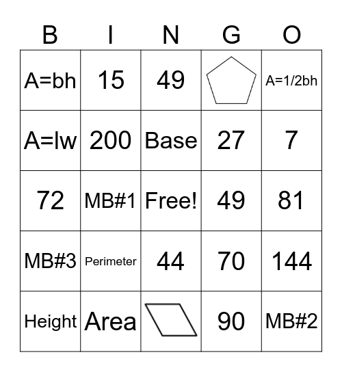 Math Bingo 4/24/25 Bingo Card
