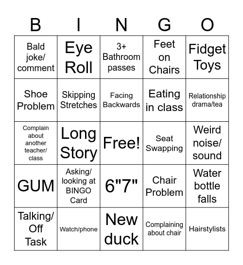 All-Day Choir Bingo Card