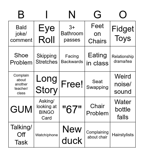 All-Day Choir Bingo Card