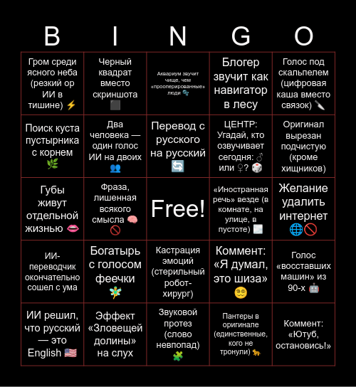 Пантеры против ии Bingo Card