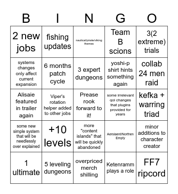 ziv 8.0 Bingo Card