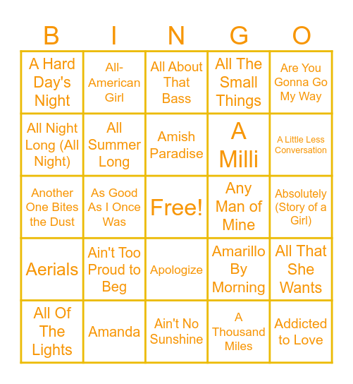 "A" is for "April" Bingo Card
