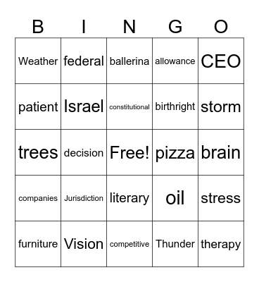 Current Events Bingo! Bingo Card