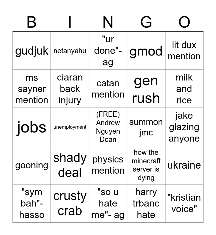Dela Donnies Bingo v3 Bingo Card